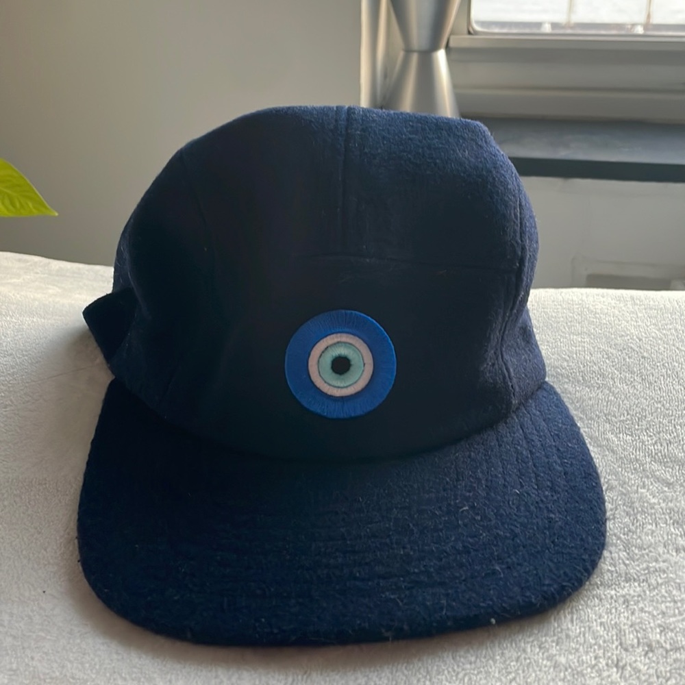 Ara the Rat Evil Eye Blue Wool 5 panel hat